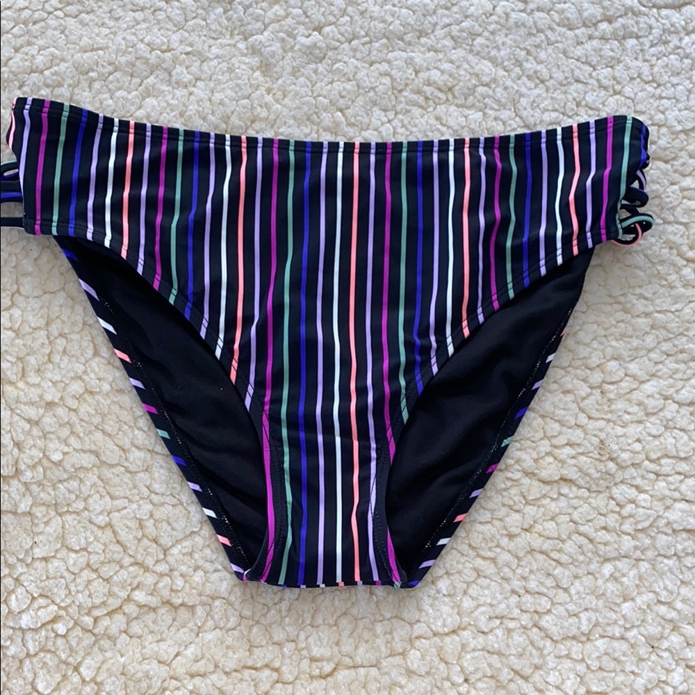 Decree Striped Bikini Bottom Size Large  CutOut on sides High rise